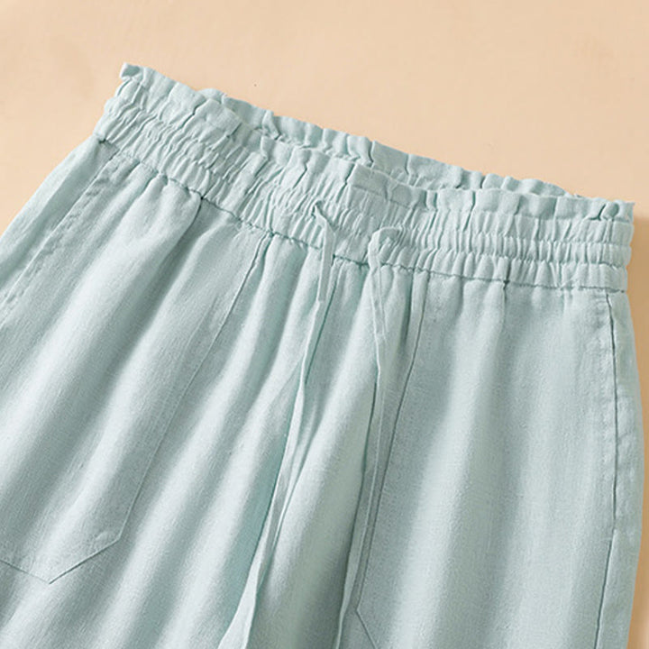 Buddha Stones Casual Straight Leg Design Cotton Women's 7-8 Length Wide Leg Pants With Pockets - image 13