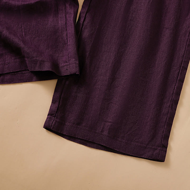 Buddha Stones Casual Straight Leg Design Cotton Women's 7-8 Length Wide Leg Pants With Pockets - image 17