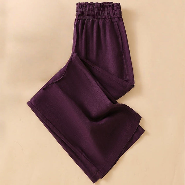 Buddha Stones Casual Straight Leg Design Cotton Women's 7-8 Length Wide Leg Pants With Pockets - image 16