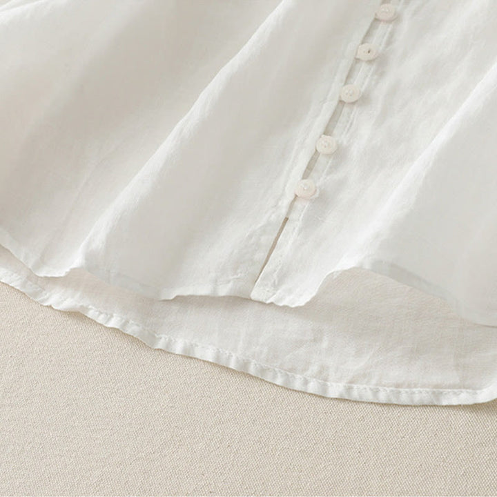 Buddha Stones Embroidery Button-down Women's Cotton Linen Shirt - image 12