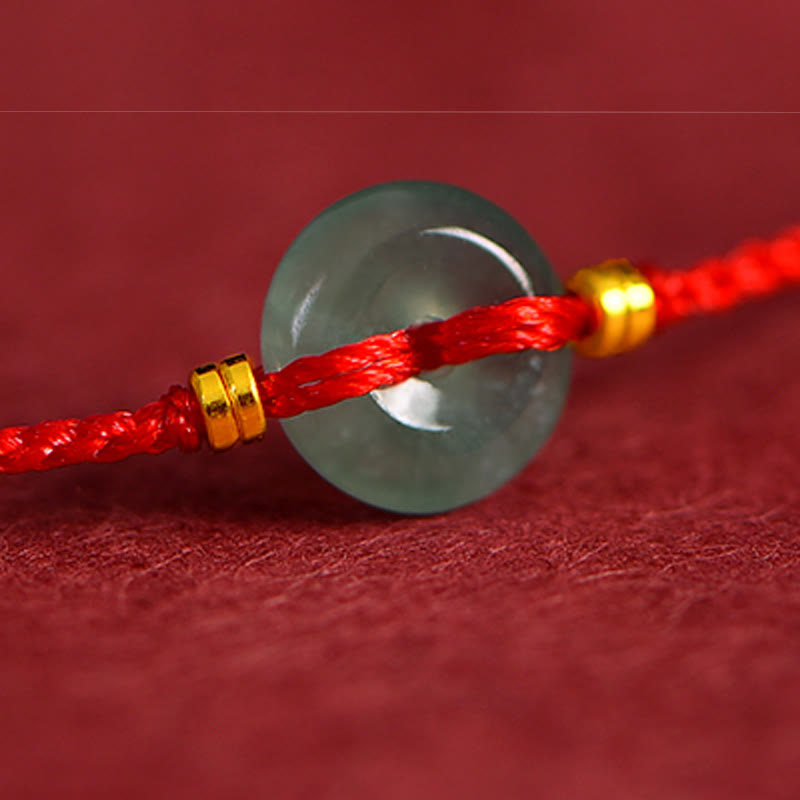 Buddha Stones Peace Buckle Copper Coins Jade Red String Connection Bracelet Anklet - image 5