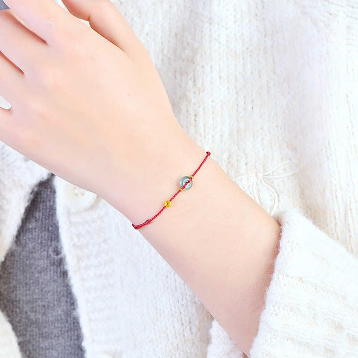 Buddha Stones Peace Buckle Copper Coins Jade Red String Connection Bracelet Anklet - image 14