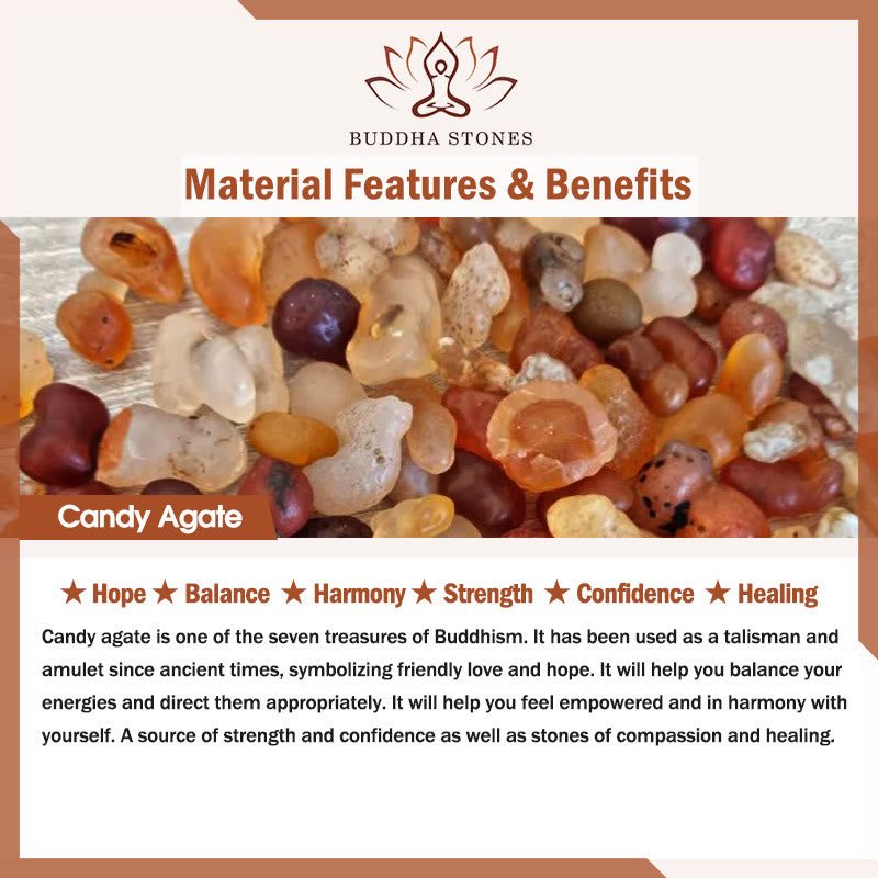 Buddha Stones Fu Character Peace Buckle Liuli Candy Agate Healing Bracelet - image 5