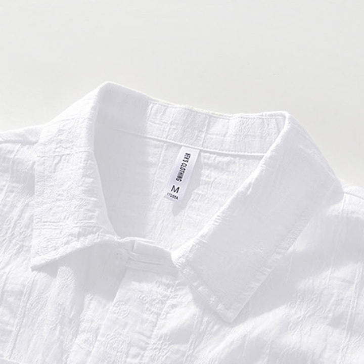 Buddha Stones Commute Plain Buttons Men's Short Sleeve Shirt With Pockets - image 11
