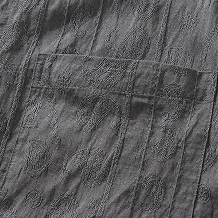 Buddha Stones Commute Plain Buttons Men's Short Sleeve Shirt With Pockets - image 8