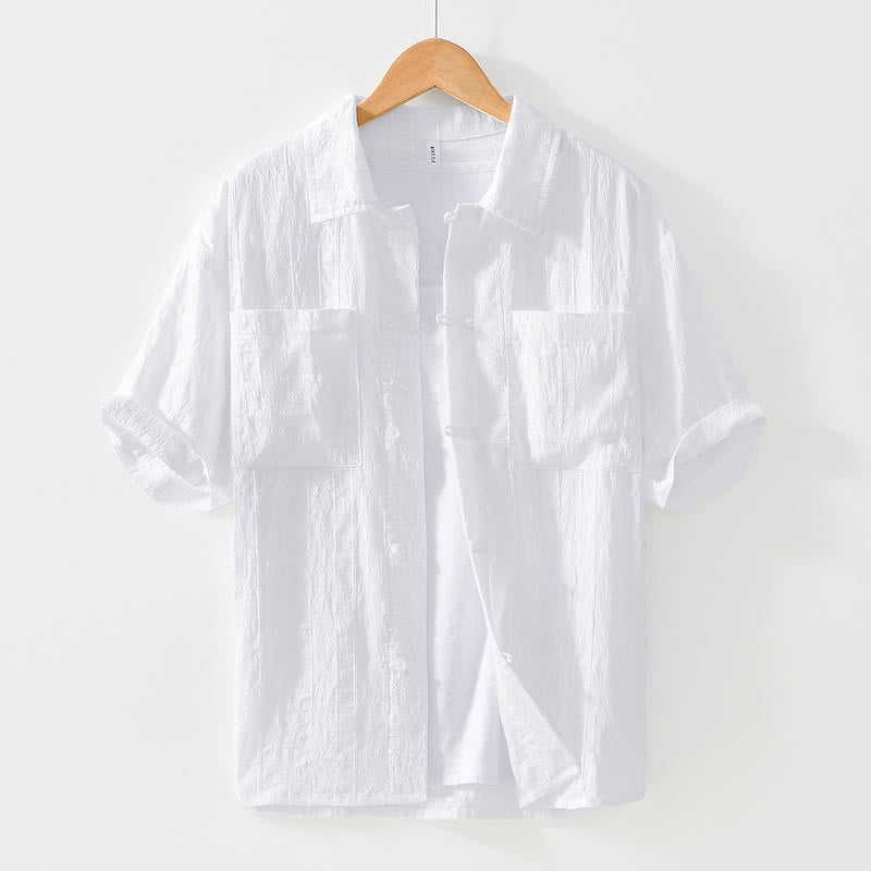 Buddha Stones Commute Plain Buttons Men's Short Sleeve Shirt With Pockets - White - US/UK/AU42，EU52 (3XL) - image 10