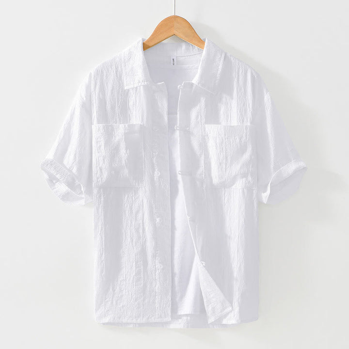 Buddha Stones Commute Plain Buttons Men's Short Sleeve Shirt With Pockets - White - US/UK/AU42，EU52 (3XL) - image 10