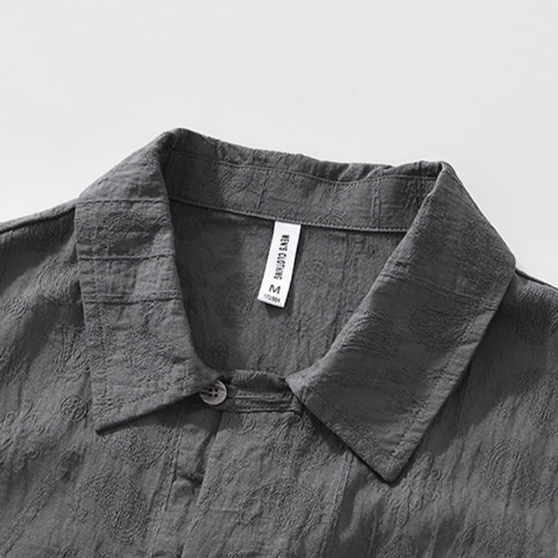 Buddha Stones Commute Plain Buttons Men's Short Sleeve Shirt With Pockets - image 3