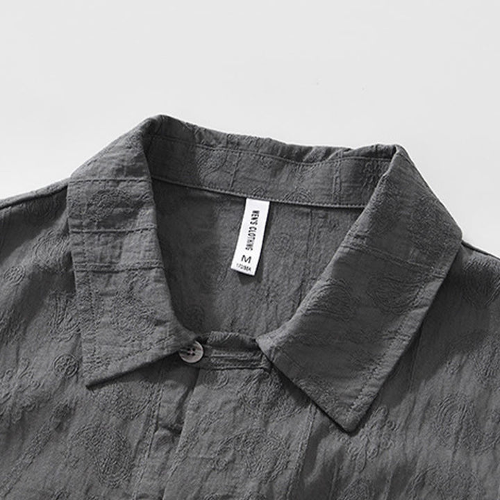 Buddha Stones Commute Plain Buttons Men's Short Sleeve Shirt With Pockets - image 3