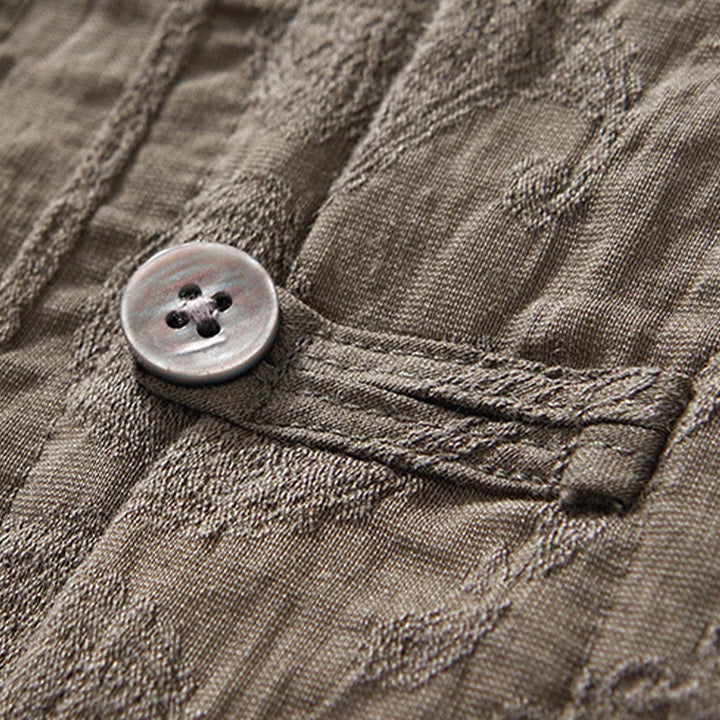 Buddha Stones Commute Plain Buttons Men's Short Sleeve Shirt With Pockets - image 18