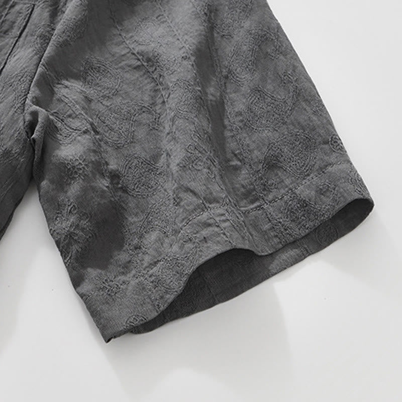 Buddha Stones Commute Plain Buttons Men's Short Sleeve Shirt With Pockets - image 6