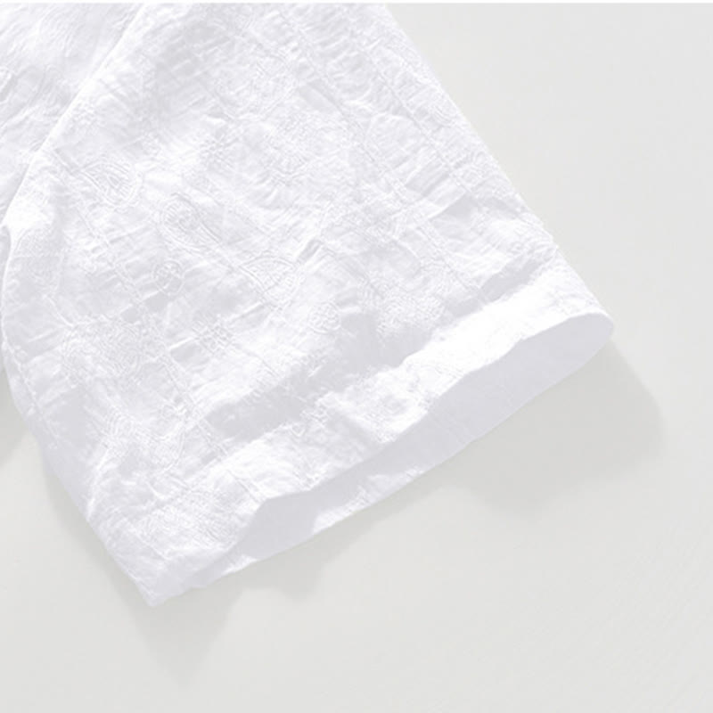 Buddha Stones Commute Plain Buttons Men's Short Sleeve Shirt With Pockets - image 14