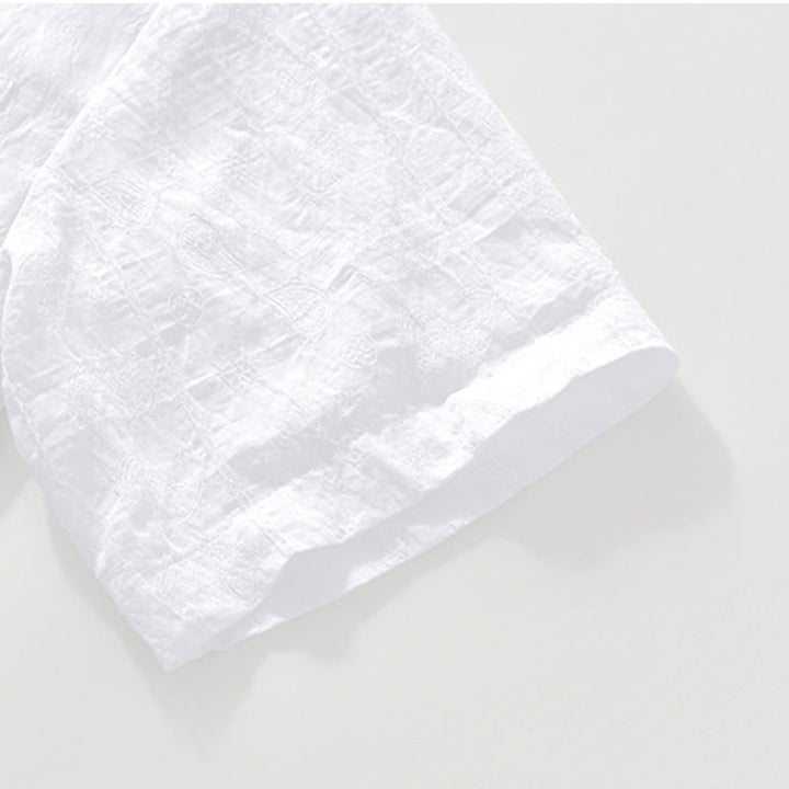 Buddha Stones Commute Plain Buttons Men's Short Sleeve Shirt With Pockets - image 14