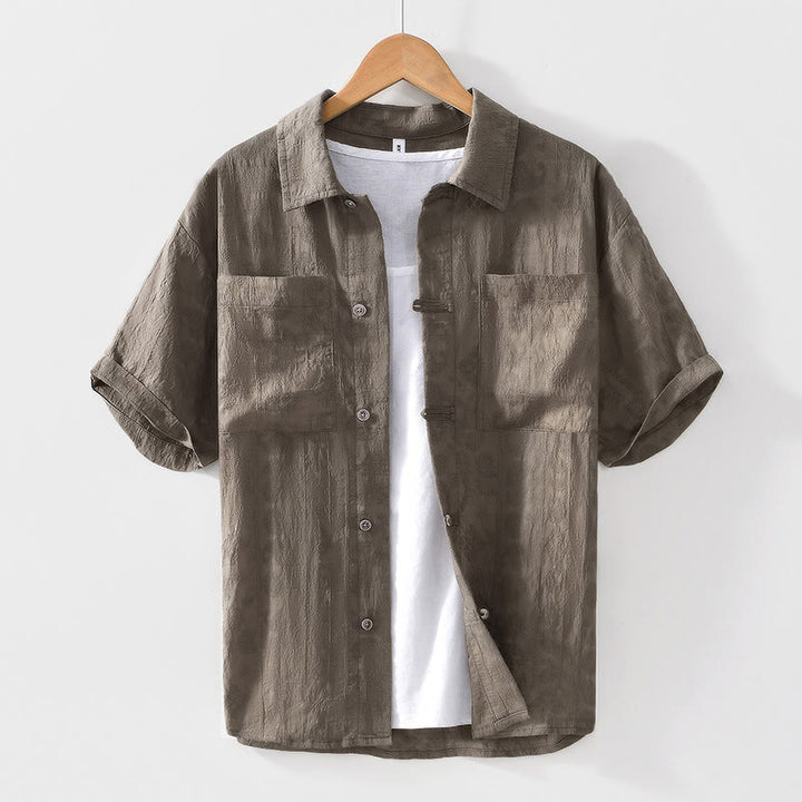 Buddha Stones Commute Plain Buttons Men's Short Sleeve Shirt With Pockets - Olive - US/UK/AU42，EU52 (3XL) - image 16