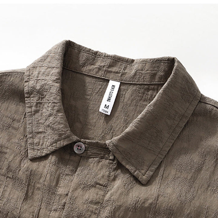 Buddha Stones Commute Plain Buttons Men's Short Sleeve Shirt With Pockets - image 17