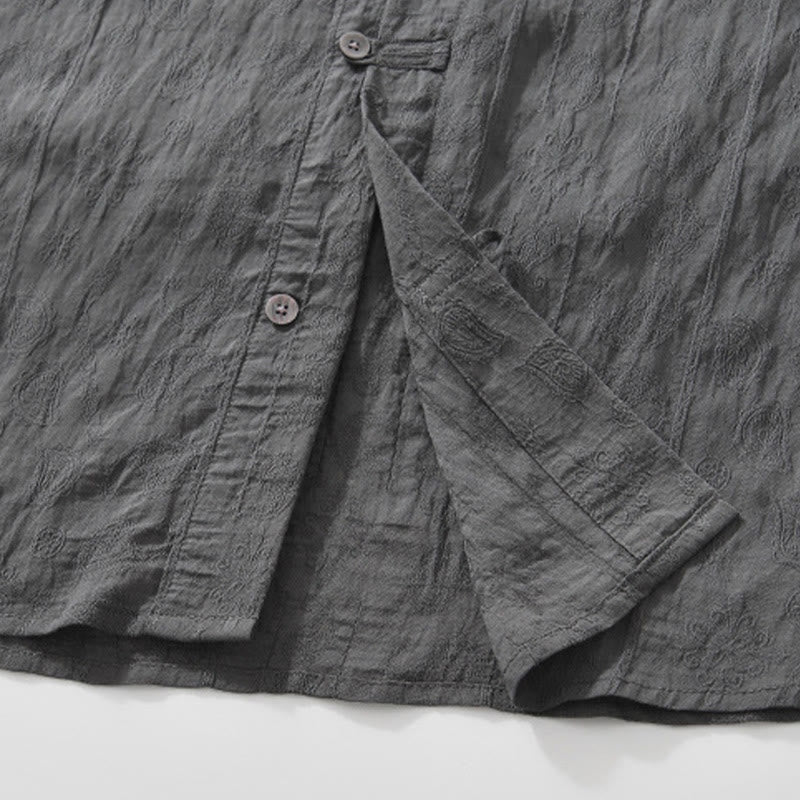 Buddha Stones Commute Plain Buttons Men's Short Sleeve Shirt With Pockets - image 9