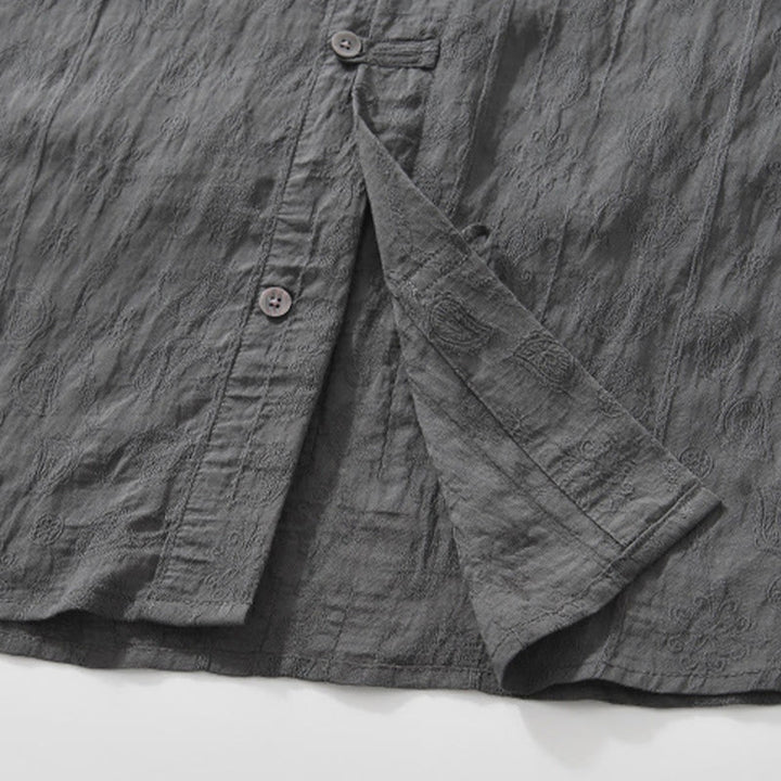 Buddha Stones Commute Plain Buttons Men's Short Sleeve Shirt With Pockets - image 9