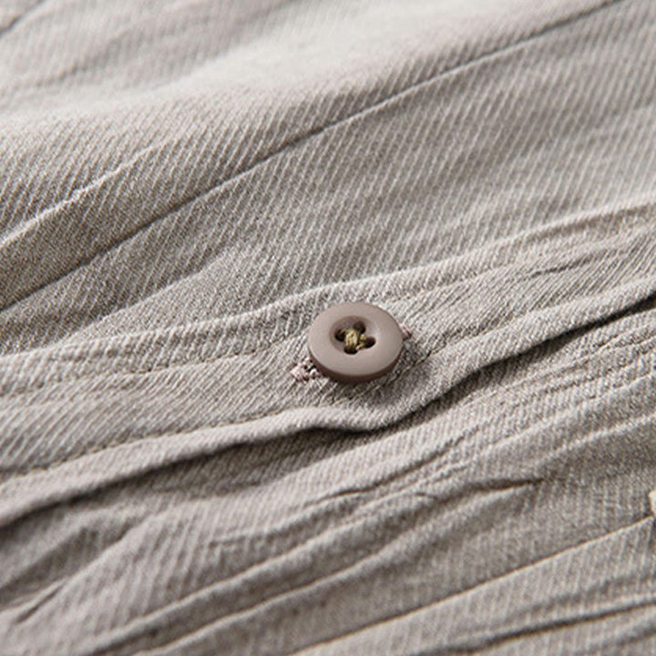 Buddha Stones Retro Pleats Buttons Men's Long Sleeve Ramie Linen Long Sleeve Shirt With Pockets - image 13