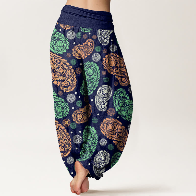 Buddha Stones Cashew Flower Leaf Vines Sunflowers Pattern Women's Elastic Waist Harem Pants - image 8