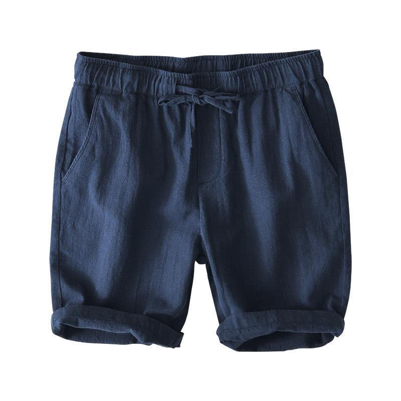 Buddha Stones Summer Solid Color Drawstring Elastic Waist Men's Cotton Linen Shorts With Pockets - image 32