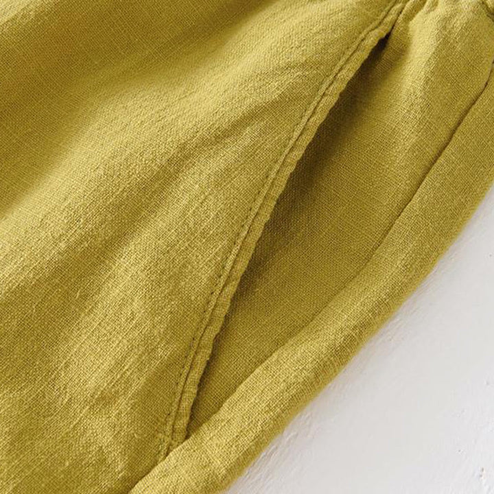 Buddha Stones Summer Solid Color Drawstring Elastic Waist Men's Cotton Linen Shorts With Pockets - image 14