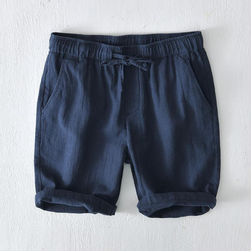 Buddha Stones Summer Solid Color Drawstring Elastic Waist Men's Cotton Linen Shorts With Pockets - MidnightBlue - US/UK/AU44，EU54 (4XL) - image 26