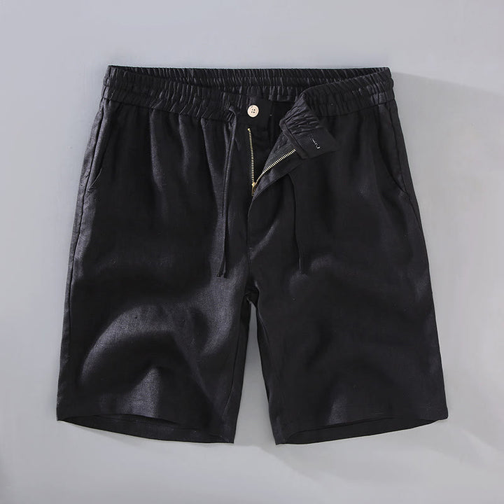 Buddha Stones Summer Solid Color Drawstring Button Design Men's Linen Shorts With Pockets - Black - US/UK/AU42，EU52 (3XL) - image 10