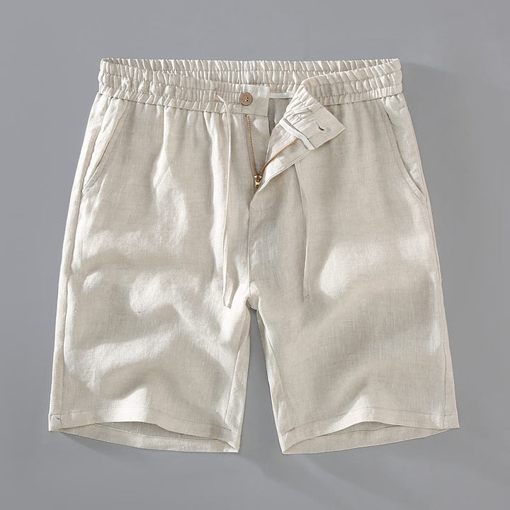 Buddha Stones Summer Solid Color Drawstring Button Design Men's Linen Shorts With Pockets - Linen - US/UK/AU42，EU52 (3XL) - image 2