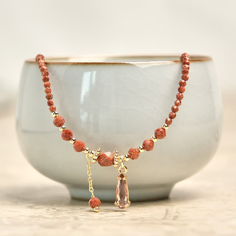 Buddha Stones Natural 2mm Goldstone Beads Positive Multi Layer Bracelet - image 6