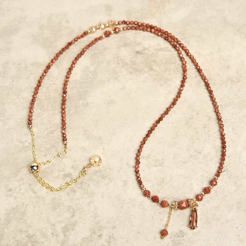 Buddha Stones Natural 2mm Goldstone Beads Positive Multi Layer Bracelet - image 4