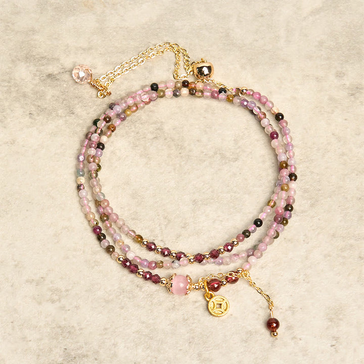 Buddha Stones 2.5 mm Irregular Beads Colored Tourmaline Coin Wisdom Bracelet - image 7