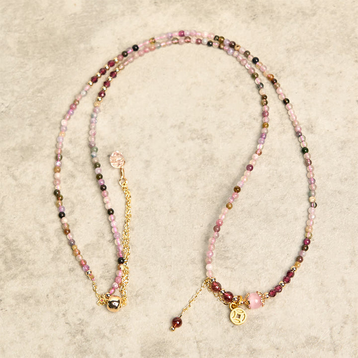 Buddha Stones 2.5 mm Irregular Beads Colored Tourmaline Coin Wisdom Bracelet - image 9