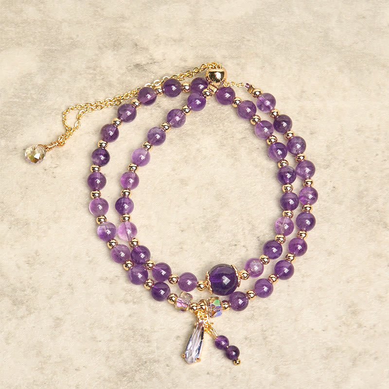 Buddha Stones Natural Amethyst Beads Balance Multi-layer Bracelet - image 2