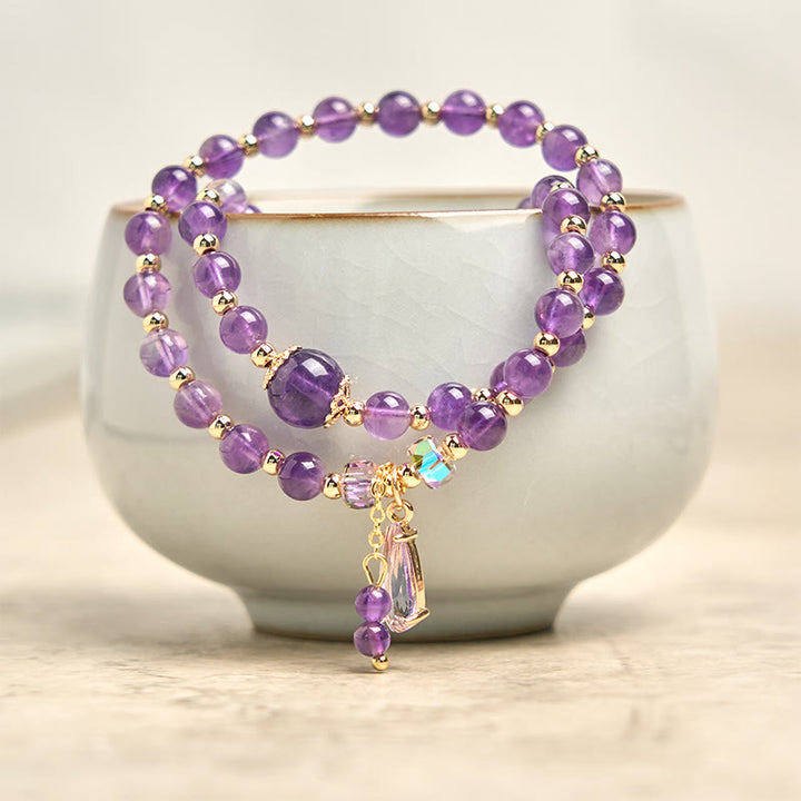 Buddha Stones Natural Amethyst Beads Balance Multi-layer Bracelet - image 7
