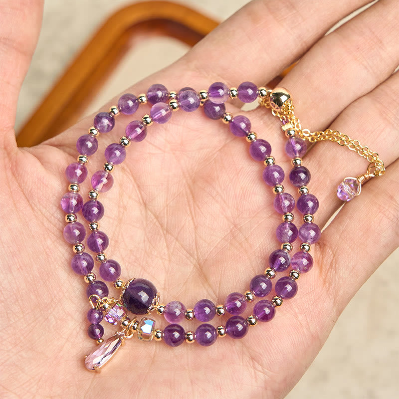 Buddha Stones Natural Amethyst Beads Balance Multi-layer Bracelet - image 1