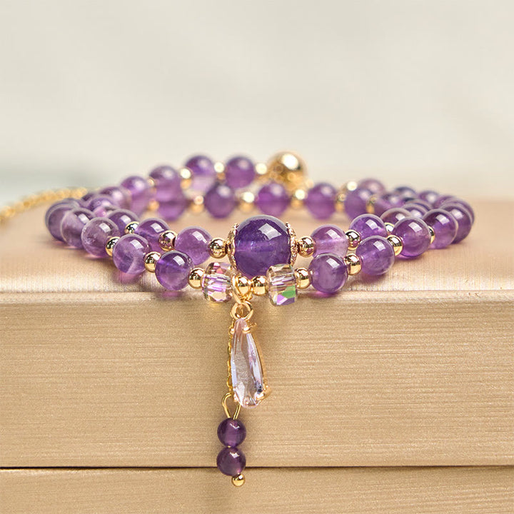 Buddha Stones Natural Amethyst Beads Balance Multi-layer Bracelet - Amethyst (Wrist Circumference: 15-21cm) - image 0