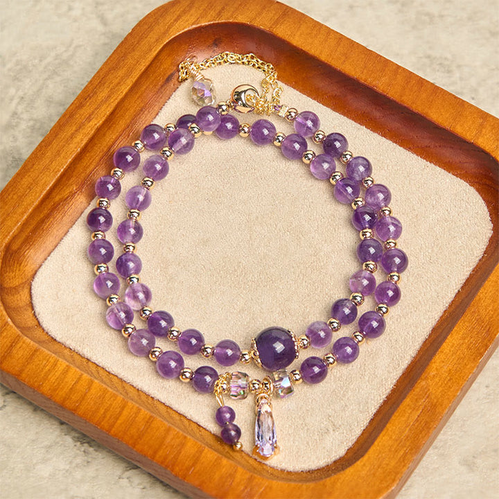 Buddha Stones Natural Amethyst Beads Balance Multi-layer Bracelet - image 4