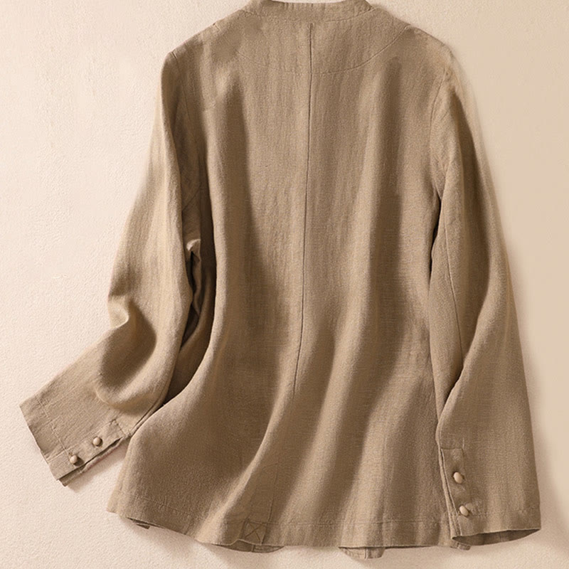 Buddha Stones Women's Stand Collar Long Sleeve Shirt With Pockets - image 23