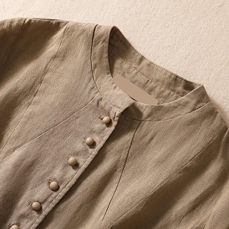 Buddha Stones Women's Stand Collar Long Sleeve Shirt With Pockets - image 28