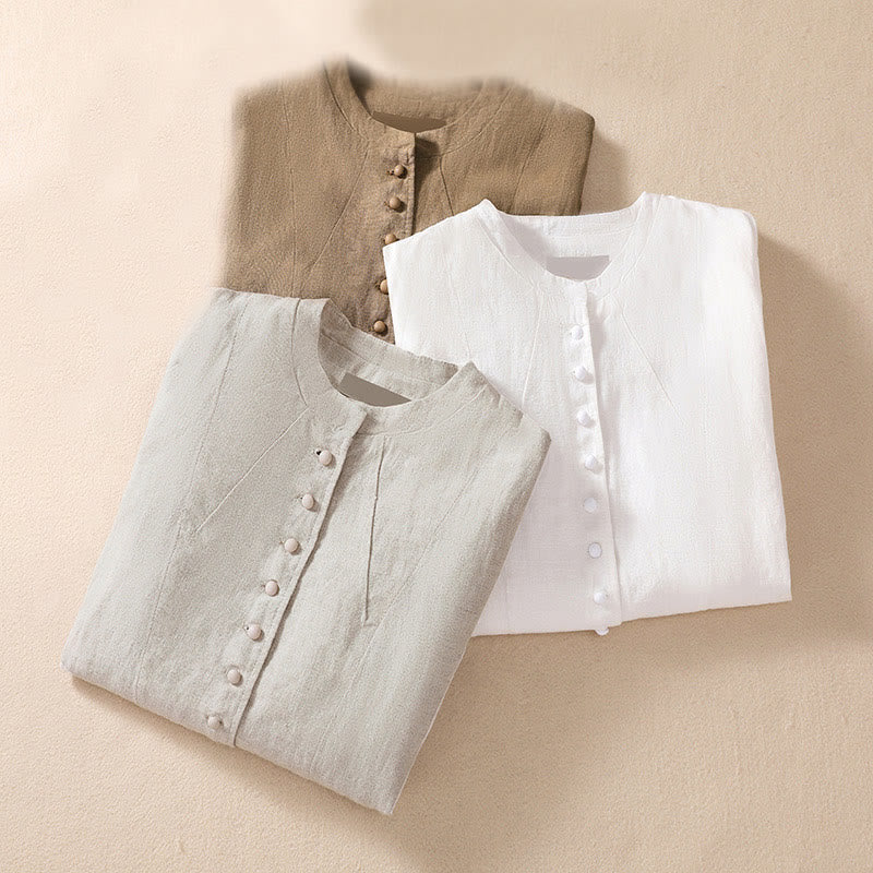 Buddha Stones Women's Stand Collar Long Sleeve Shirt With Pockets - image 31