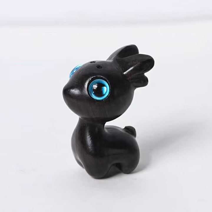 Buddha Stones Green Sandalwood Small Leaf Red Sandalwood Cute Cat Animals Soothing Peace Decoration - Ebony Wood Deer - image 32
