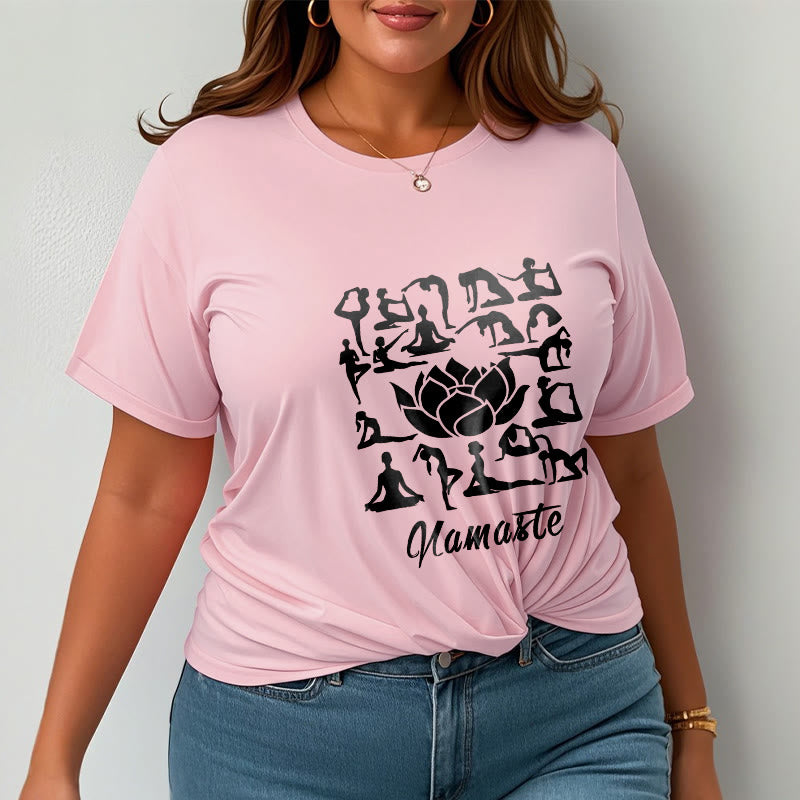 Buddha Stones Casual Lotus Flower Various Yoga Poses Pattern Tee T-shirt - image 13