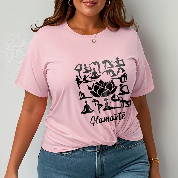 Buddha Stones Casual Lotus Flower Various Yoga Poses Pattern Tee T-shirt - image 13