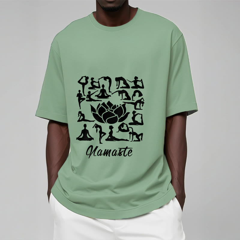 Buddha Stones Casual Lotus Flower Various Yoga Poses Pattern Tee T-shirt - image 15