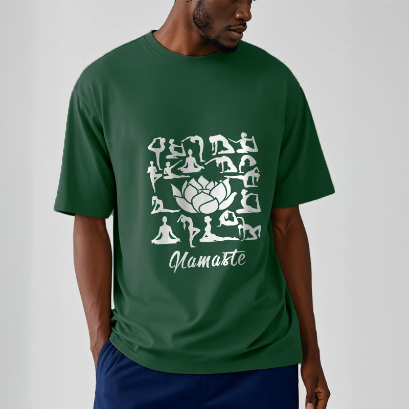 Buddha Stones Casual Lotus Flower Various Yoga Poses Pattern Tee T-shirt - image 1