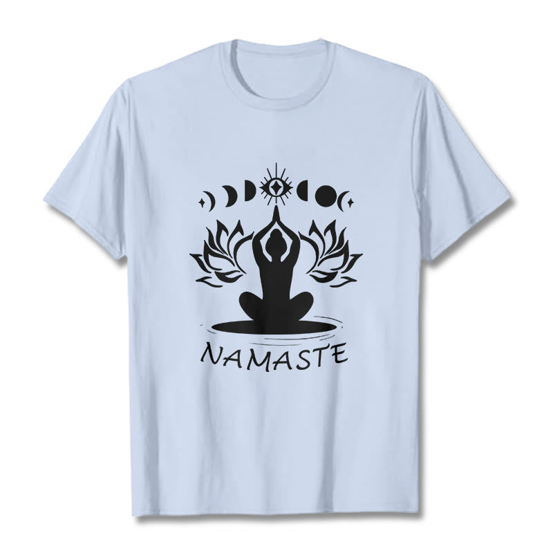 Buddha Stones Casual Meditative Figure Lotus Moon Eye Pattern Tee T-shirt - LightCyan - 2XL - image 0