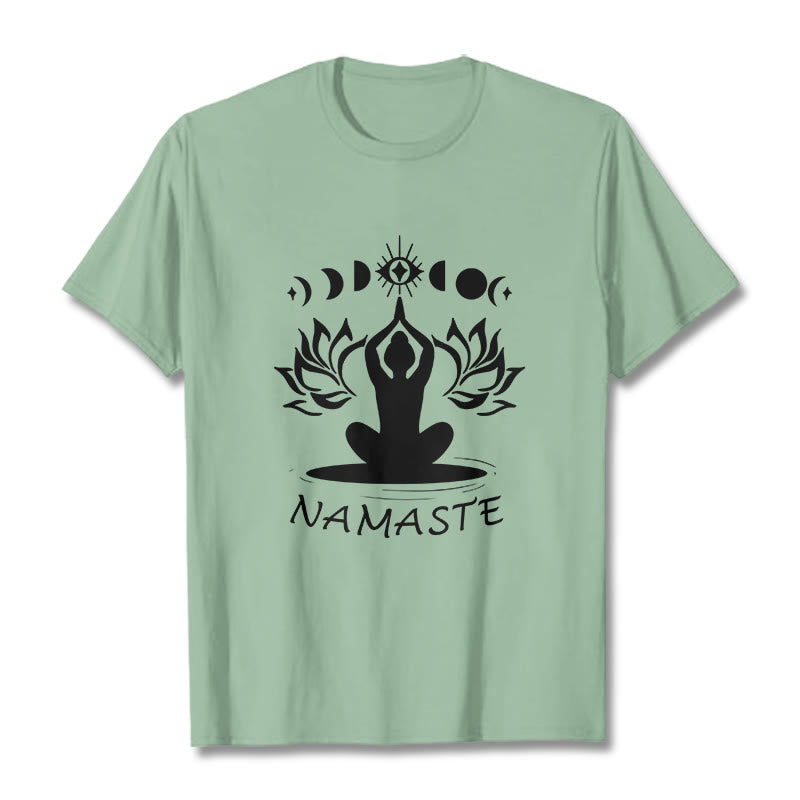 Buddha Stones Casual Meditative Figure Lotus Moon Eye Pattern Tee T-shirt - PaleGreen - 2XL - image 15