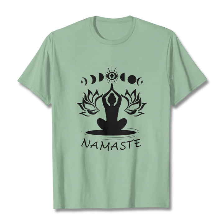 Buddha Stones Casual Meditative Figure Lotus Moon Eye Pattern Tee T-shirt - PaleGreen - 2XL - image 15