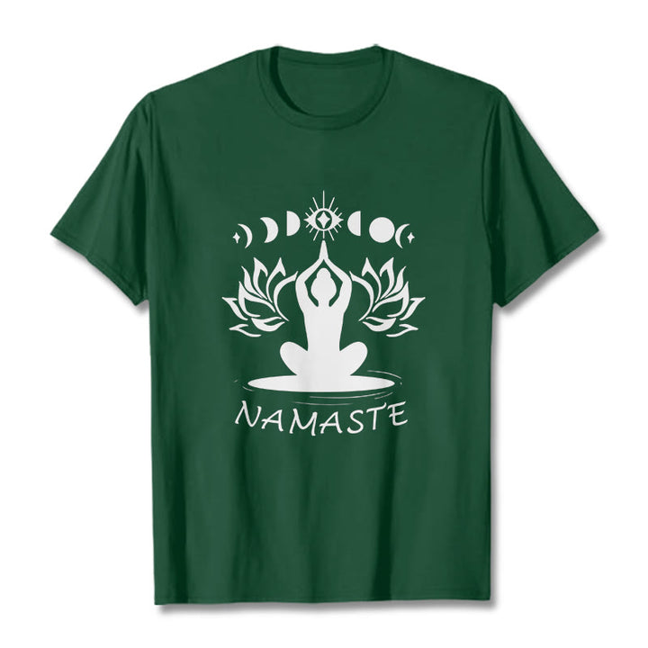 Buddha Stones Casual Meditative Figure Lotus Moon Eye Pattern Tee T-shirt - ForestGreen - 2XL - image 11