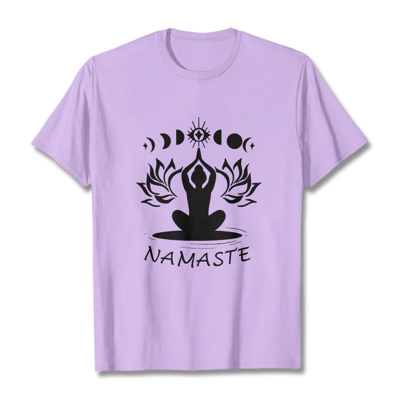 Buddha Stones Casual Meditative Figure Lotus Moon Eye Pattern Tee T-shirt - Plum - 2XL - image 17